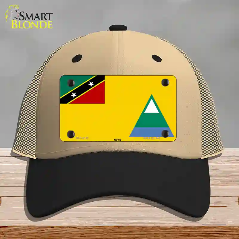 Nevis Flag Novelty License Plate Hat Mesh / Khaki|Black