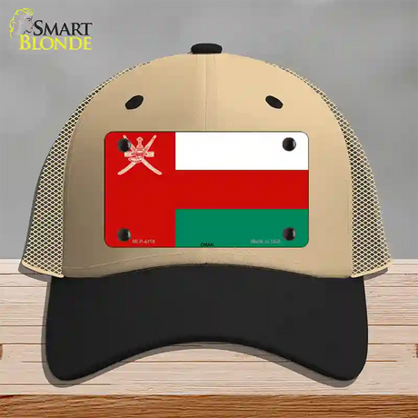 Oman Flag Novelty License Plate Hat Mesh / Khaki|Black