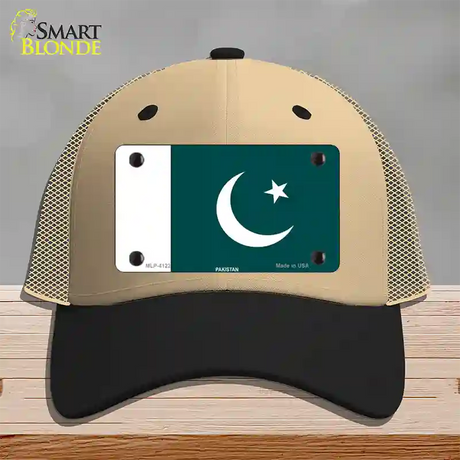 Pakistan Flag Novelty License Plate Hat Mesh / Khaki|Black