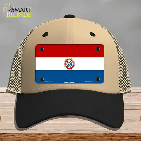 Paraguay-OBV Flag Novelty License Plate Hat Mesh / Khaki|Black