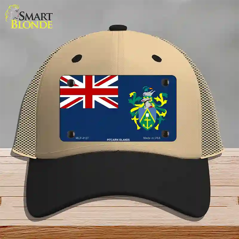 Pitcairn Islands Flag Novelty License Plate Hat Mesh / Khaki|Black