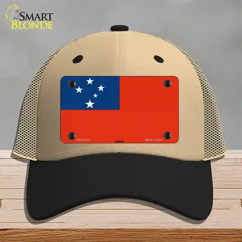 Samoa Flag Novelty License Plate Hat Mesh / Khaki|Black