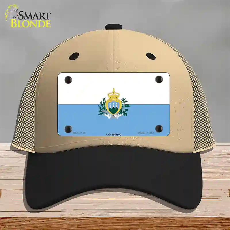 San Marino Flag Novelty License Plate Hat Mesh / Khaki|Black