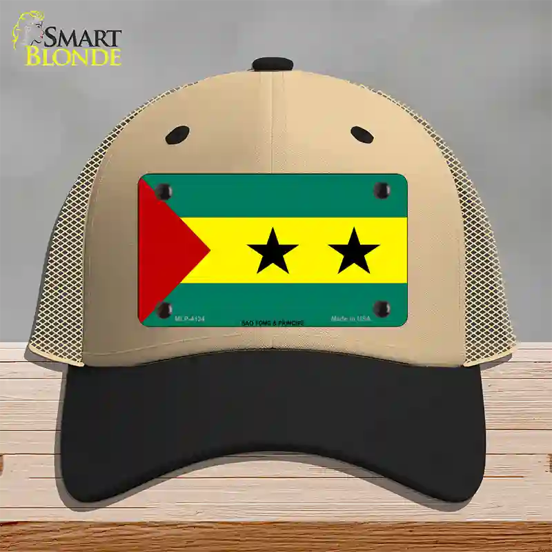 Sao Tome And Principe Flag Novelty License Plate Hat Mesh / Khaki|Black