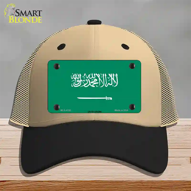 Saudi Arabia Flag Novelty License Plate Hat Mesh / Khaki|Black