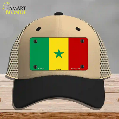 Senegal Flag Novelty License Plate Hat Mesh / Khaki|Black