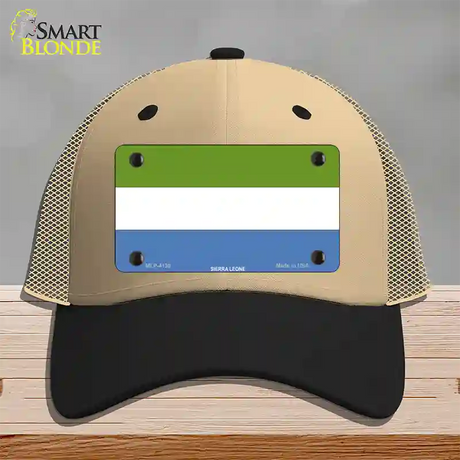 Sierra Leone Flag Novelty License Plate Hat Mesh / Khaki|Black