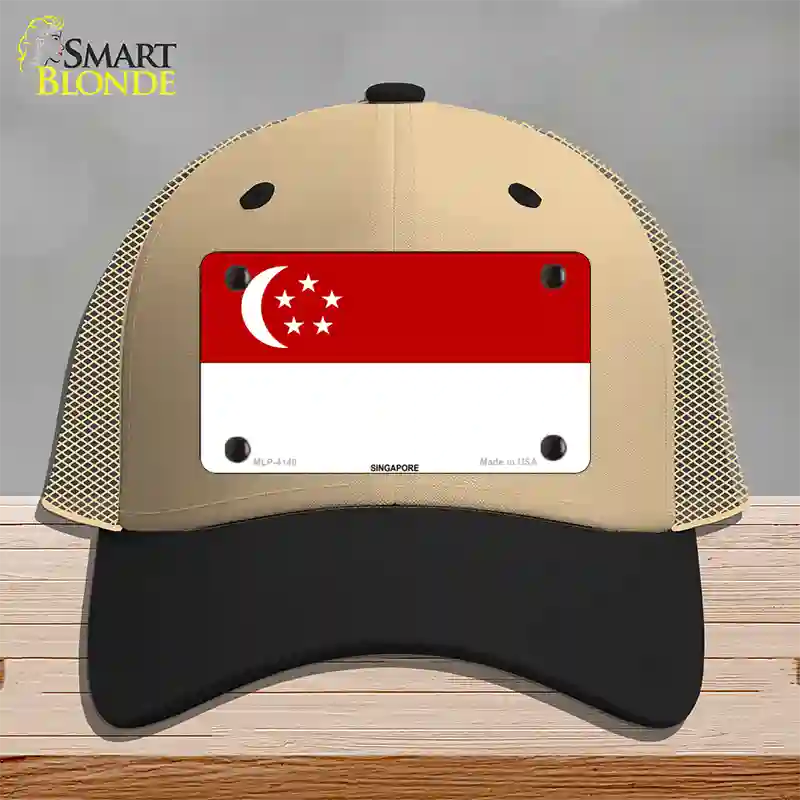 Singapore Flag Novelty License Plate Hat Mesh / Khaki|Black