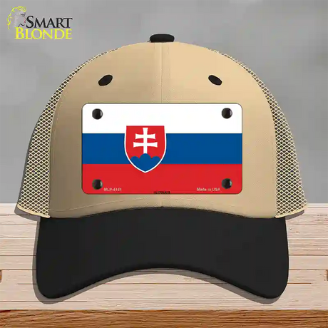 Slovakia Flag Novelty License Plate Hat Mesh / Khaki|Black