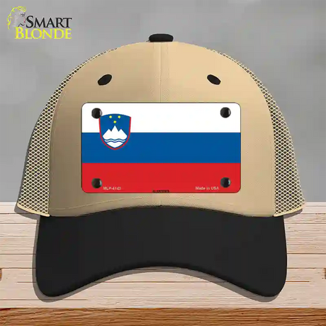 Slovenia Flag Novelty License Plate Hat Mesh / Khaki|Black