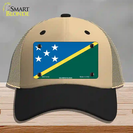 Solomon Islands Flag Novelty License Plate Hat Mesh / Khaki|Black