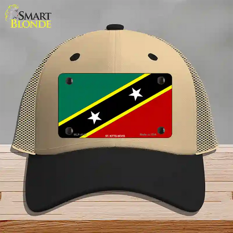 St Kitts-Nevis Flag Novelty License Plate Hat Mesh / Khaki|Black