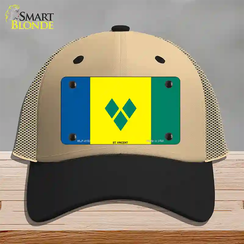 St Vincent Flag Novelty License Plate Hat Mesh / Khaki|Black