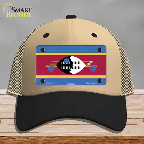 Swaziland Flag Novelty License Plate Hat Mesh / Khaki|Black