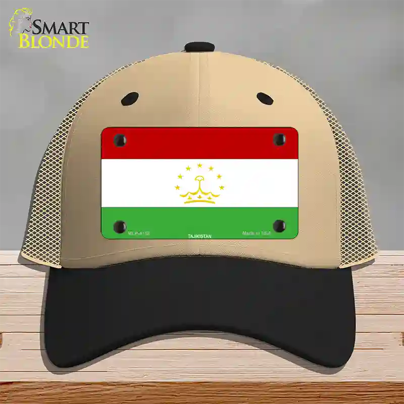 Tajikistan Flag Novelty License Plate Hat Mesh / Khaki|Black