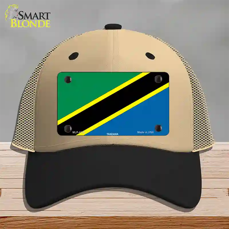 Tanzania Flag Novelty License Plate Hat Mesh / Khaki|Black