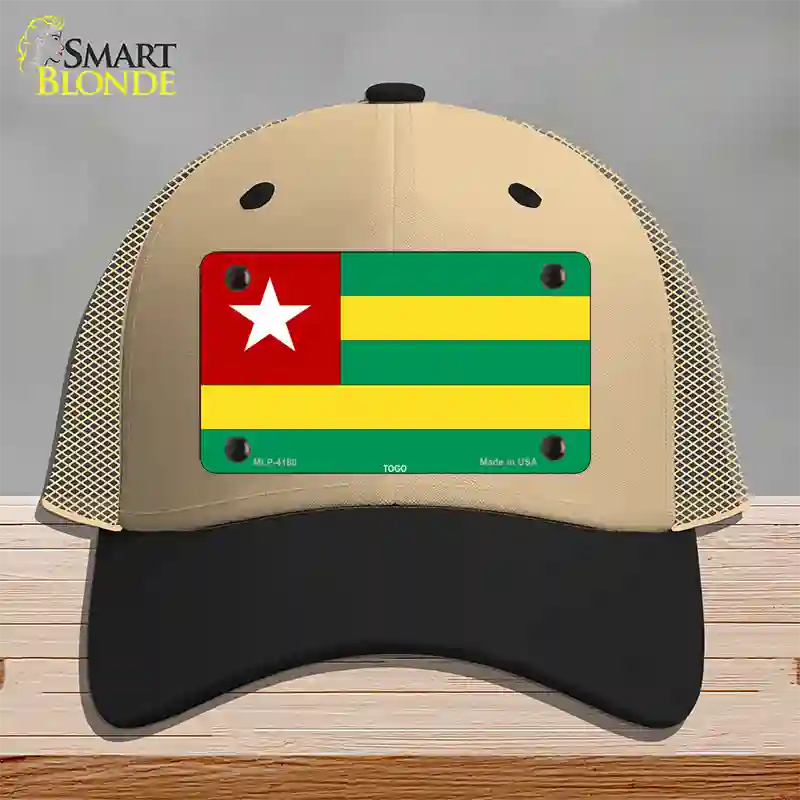 Togo Flag Novelty License Plate Hat Mesh / Khaki|Black