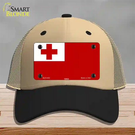 Tonga Flag Novelty License Plate Hat Mesh / Khaki|Black