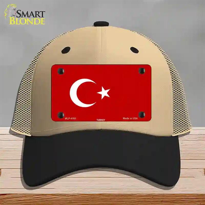 Turkey Flag Novelty License Plate Hat Mesh / Khaki|Black