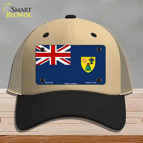 Turks And Caicos Flag Novelty License Plate Hat Mesh / Khaki|Black