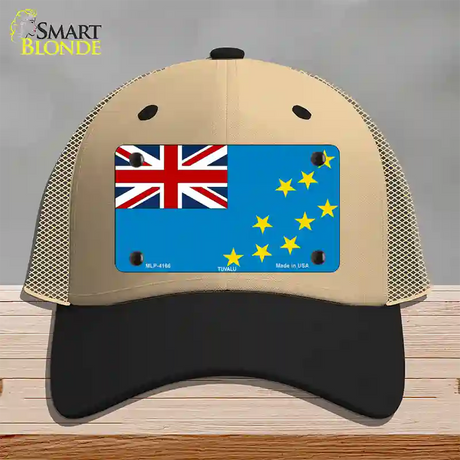 Tuvalu Flag Novelty License Plate Hat Mesh / Khaki|Black