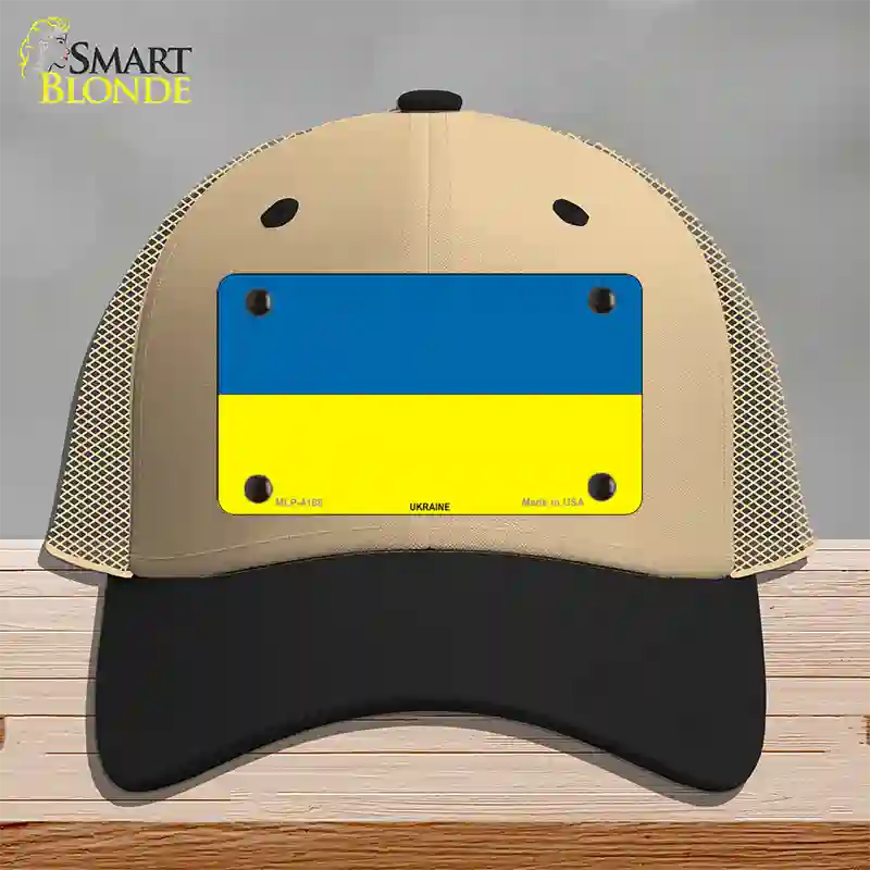 Ukraine Flag Novelty License Plate Hat Mesh / Khaki|Black