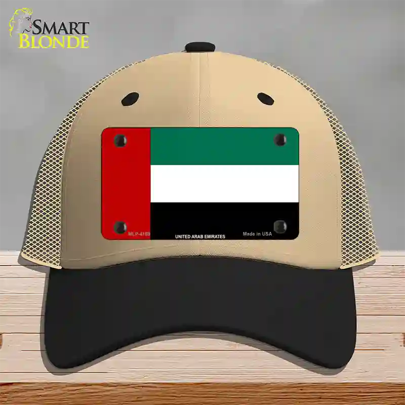 United Arab Emirates Flag Novelty License Plate Hat Mesh / Khaki|Black