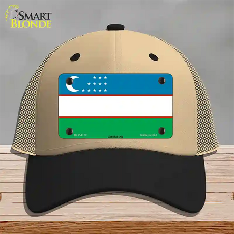 Uzbe Kistan Flag Novelty License Plate Hat Mesh / Khaki|Black