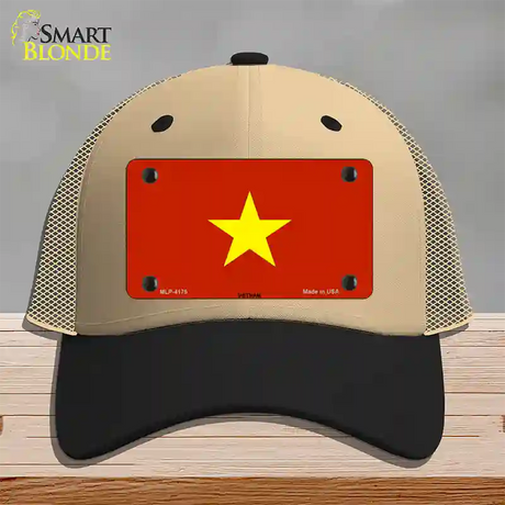 Vietnam Flag Novelty License Plate Hat Mesh / Khaki|Black