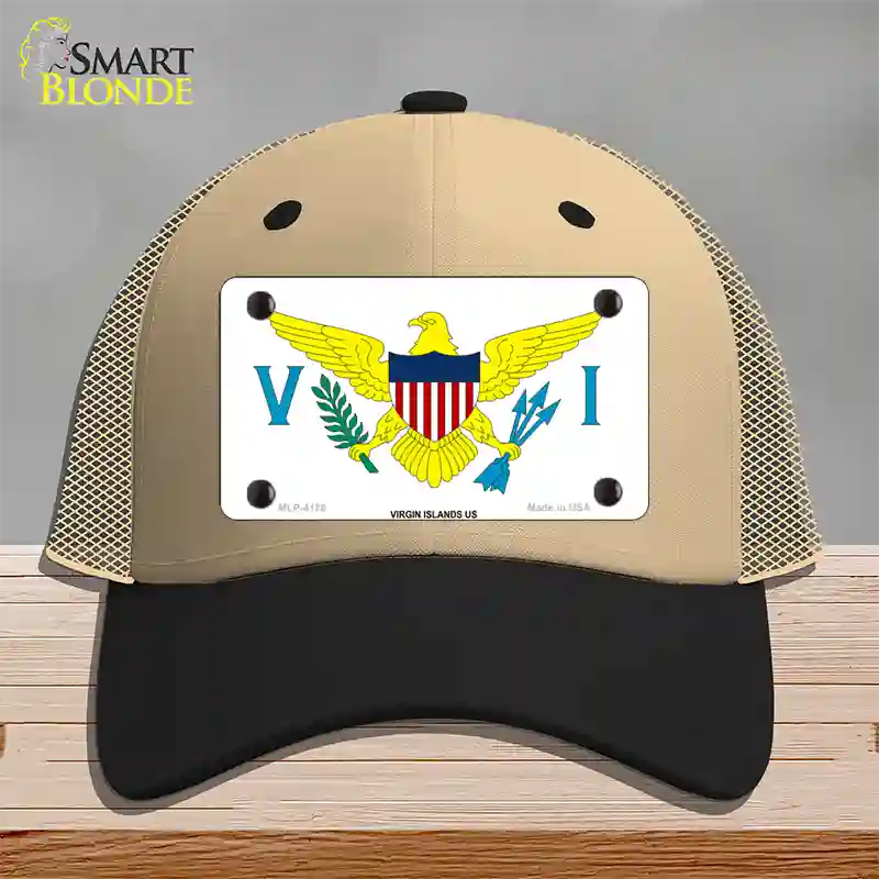 Virgin Islands US Flag Novelty License Plate Hat Mesh / Khaki|Black