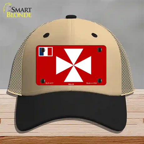 Wallis Flag Novelty License Plate Hat Mesh / Khaki|Black