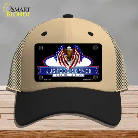 America Justice Served Novelty License Plate Hat Mesh / Khaki|Black