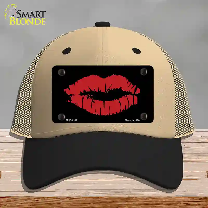 Full Red Lips Novelty License Plate Hat Mesh / Khaki|Black