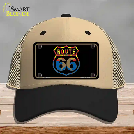 Route 66 Logo Arizona Flag Novelty License Plate Hat Mesh / Khaki|Black