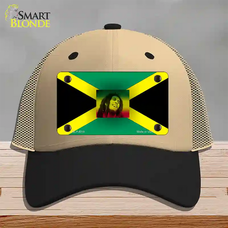 Jamaica Flag Bob Marley Novelty License Plate Hat Mesh / Khaki|Black