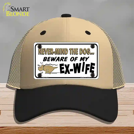 Beware Of My Ex-Wife Novelty License Plate Hat Mesh / Khaki|Black