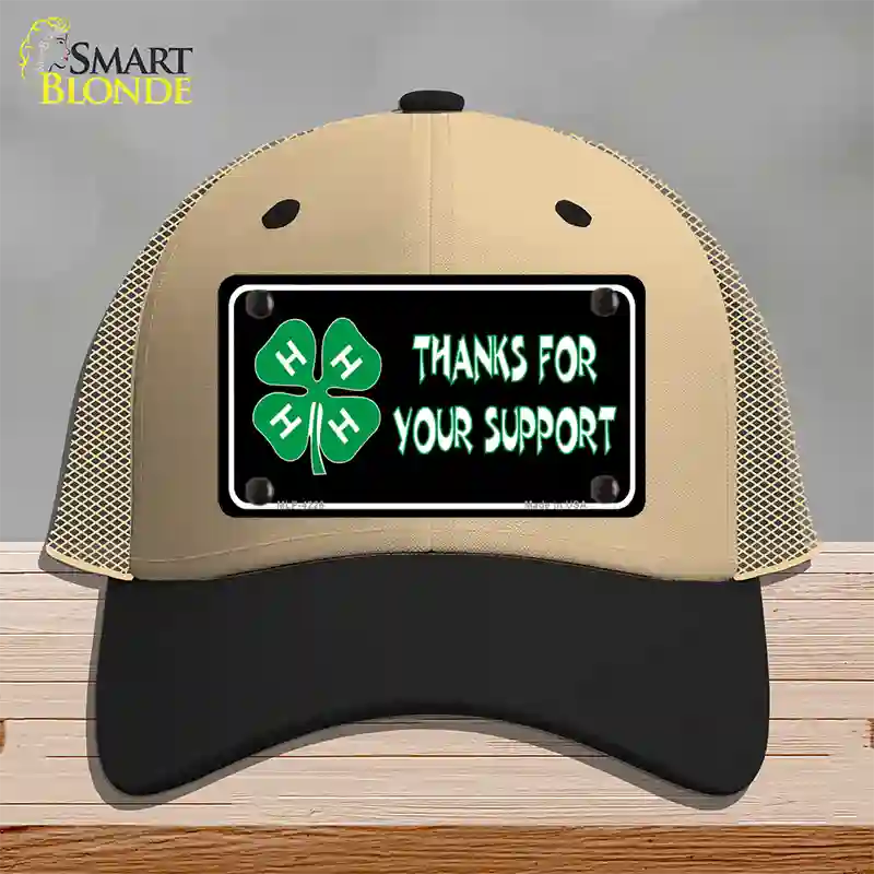 Thanks For Your Support 4-H Novelty License Plate Hat Mesh / Khaki|Black