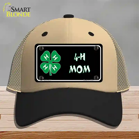 4-H Mom Novelty License Plate Hat Mesh / Khaki|Black