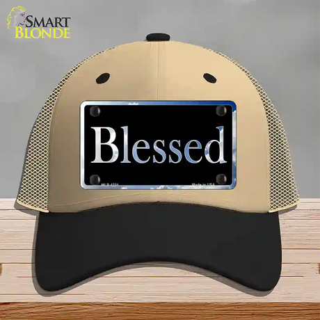 Blessed Blue Sky Cloud Novelty License Plate Hat Mesh / Khaki|Black