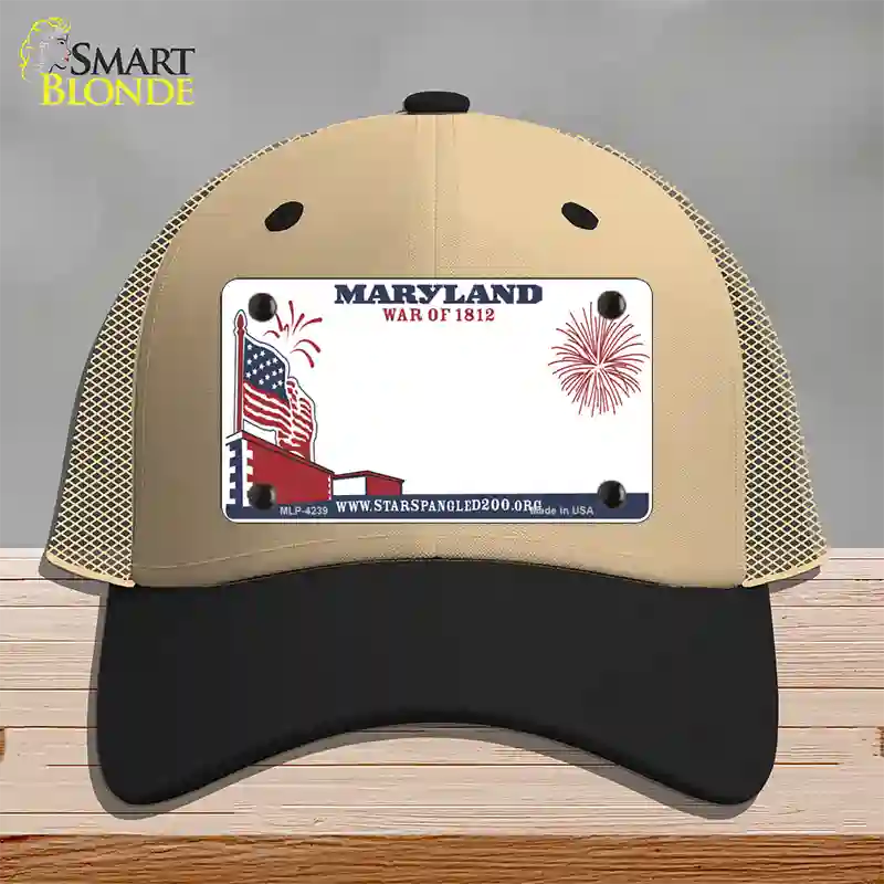 Maryland State Novelty License Plate Hat Mesh / Khaki|Black