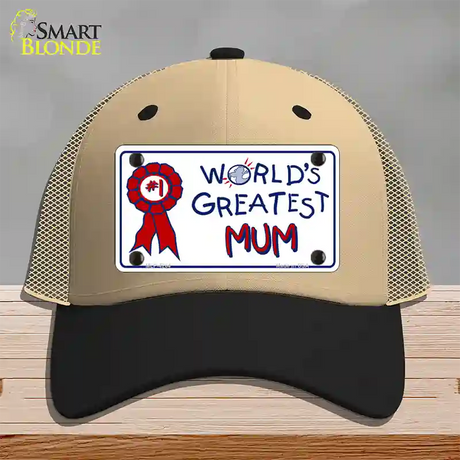 Worlds Greatest Mum Novelty License Plate Hat Mesh / Khaki|Black