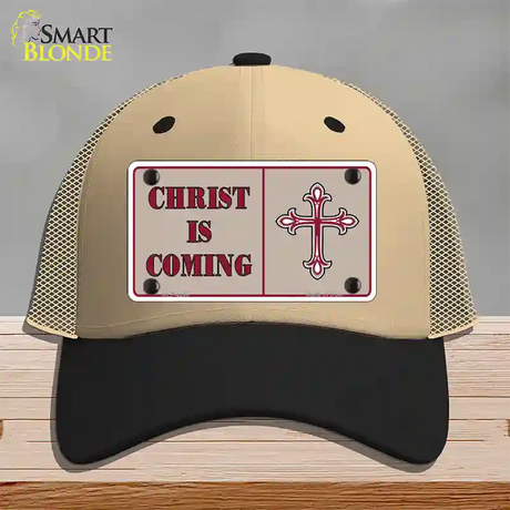 Christ Is Coming Novelty License Plate Hat Mesh / Khaki|Black