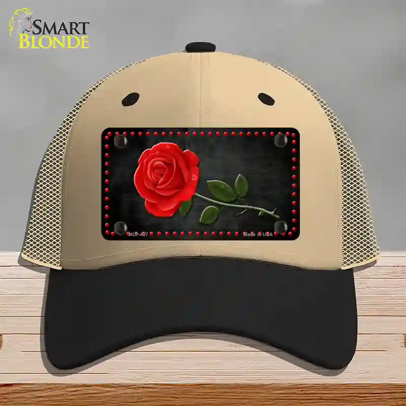 Rose Design Black Novelty License Plate Hat Mesh / Khaki|Black