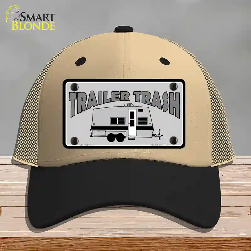 Trailer Trash Novelty License Plate Hat Mesh / Khaki|Black