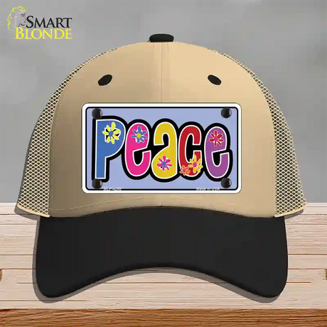 Peace And Flowers Novelty License Plate Hat Mesh / Khaki|Black