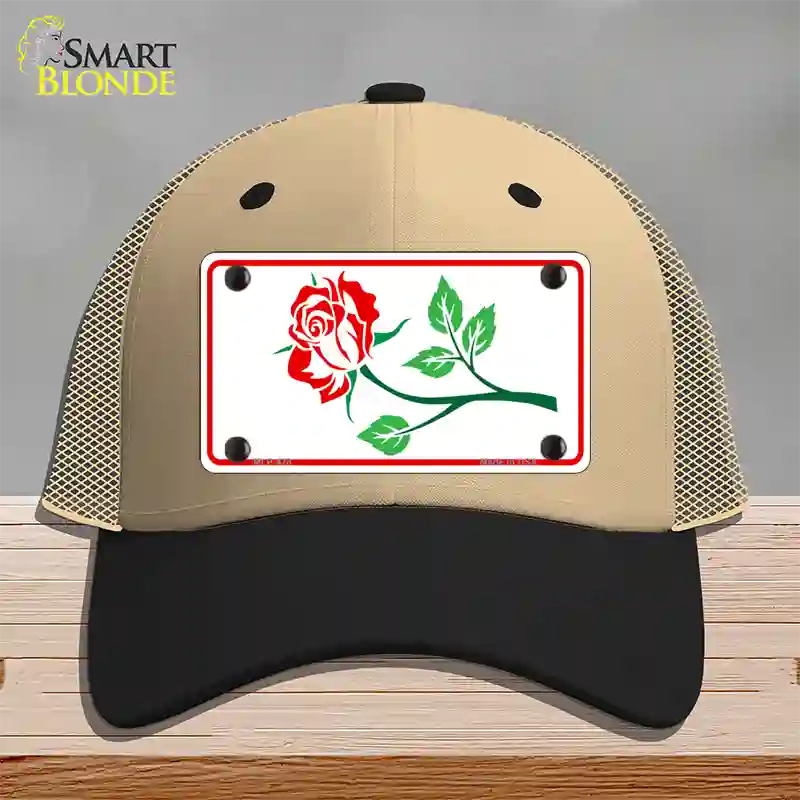 Rose Design White Novelty License Plate Hat Mesh / Khaki|Black