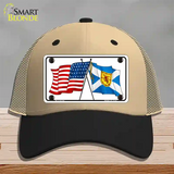 United States Scotland Crossed Flags Novelty License Plate Hat Sign Mesh / Khaki|Black