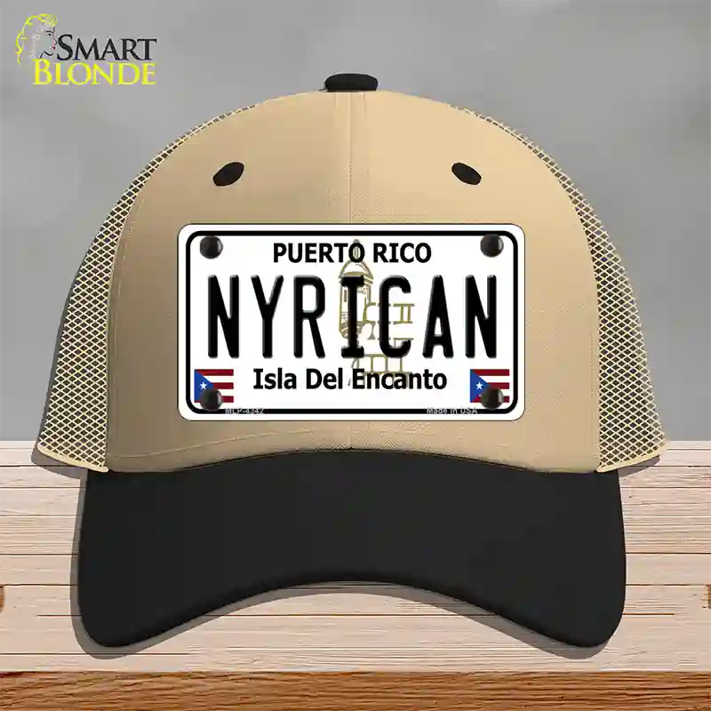 Nyrican Puerto Rico Novelty License Plate Hat Mesh / Khaki|Black