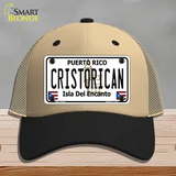 Cristorican Puerto Rico Novelty License Plate Hat Mesh / Khaki|Black