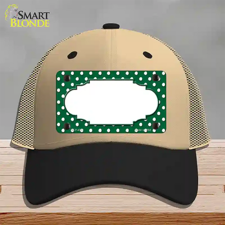 Scallop Green White Polka Dot Novelty License Plate Hat Mesh / Khaki|Black